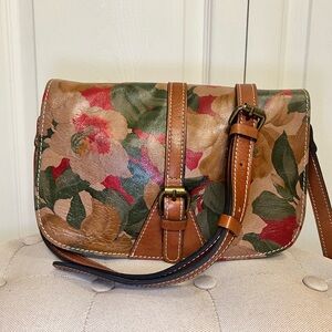 Patricia Nash Italy leather Floral Leather Crossbody Bag